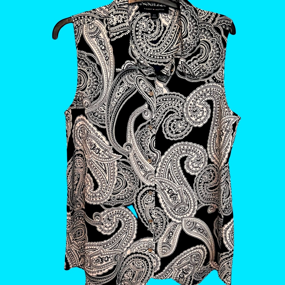 Tommy Hilfiger Elegant Paisley Sleeveless Top Size L